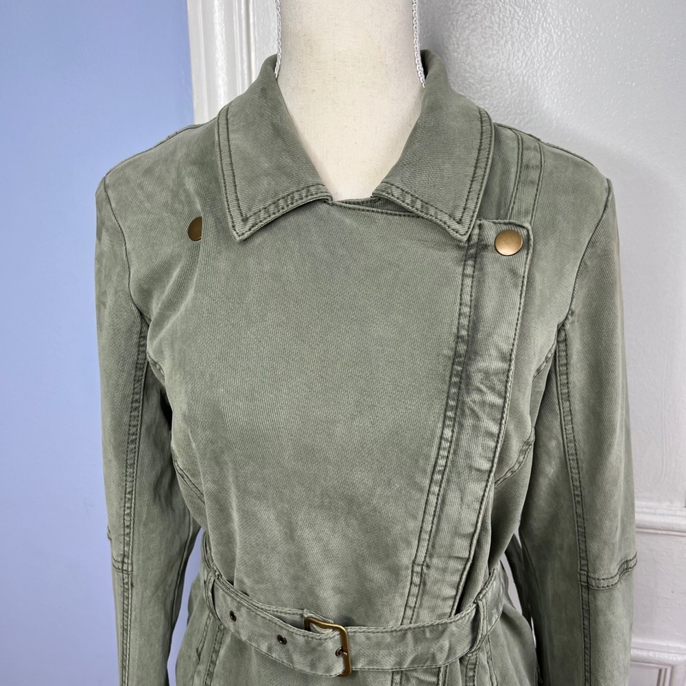 Anthropologie Belted Utility Military Jacket Army Green Faded Women's Size Small - Picture 3 of 12